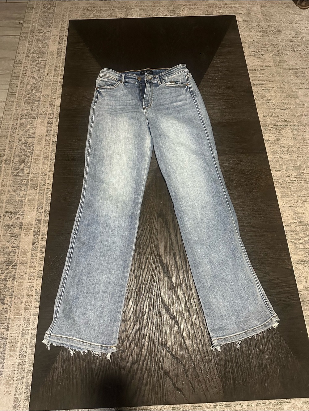 Judy Blue Light Blue Flare Jeans with Raw Hem